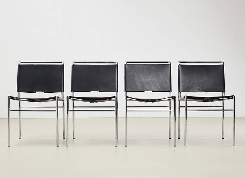 Eileen Gray Set of 4 Roque Brune Dining Chairs for Classicon 1927/1990s