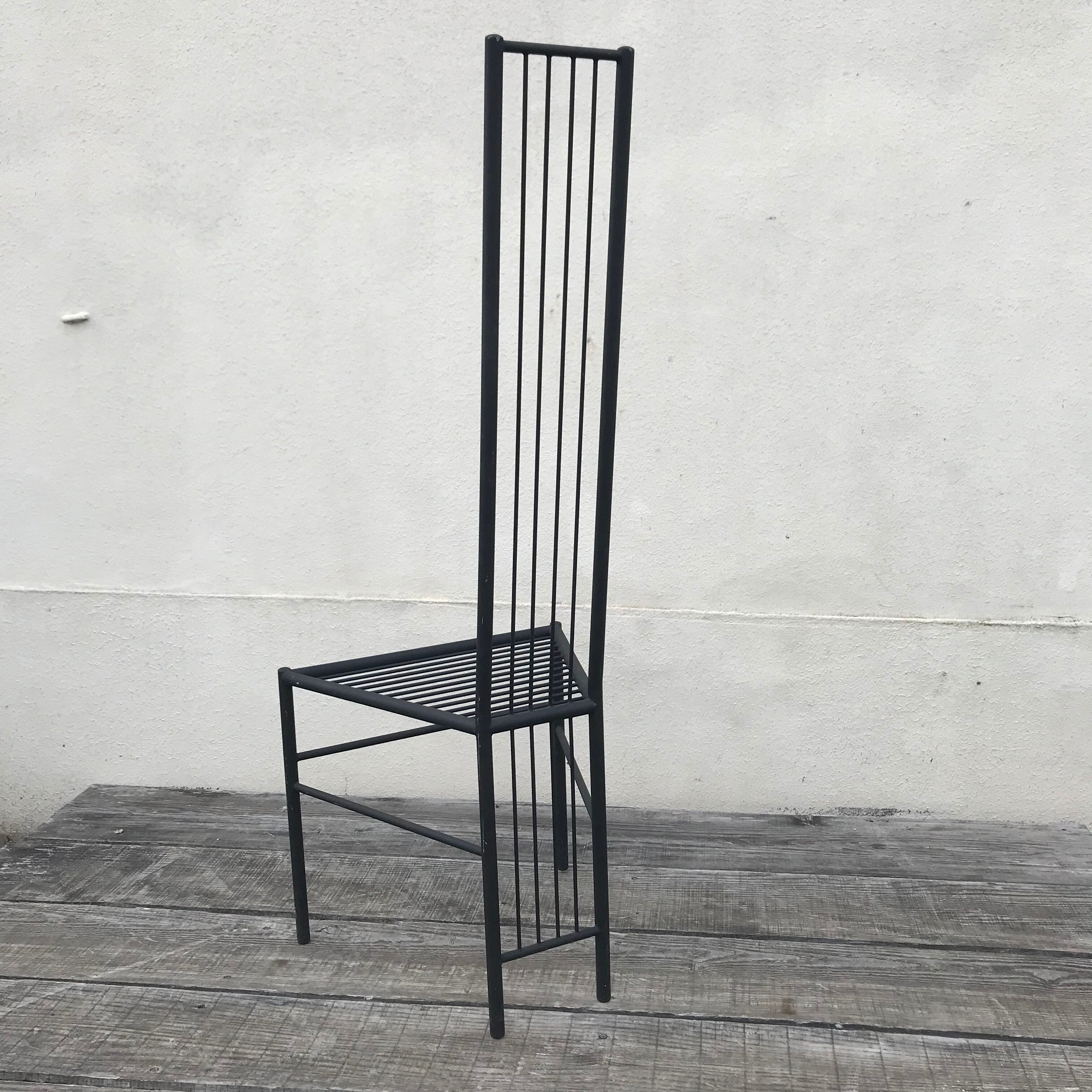 Chair with high back in vintage metal 1980