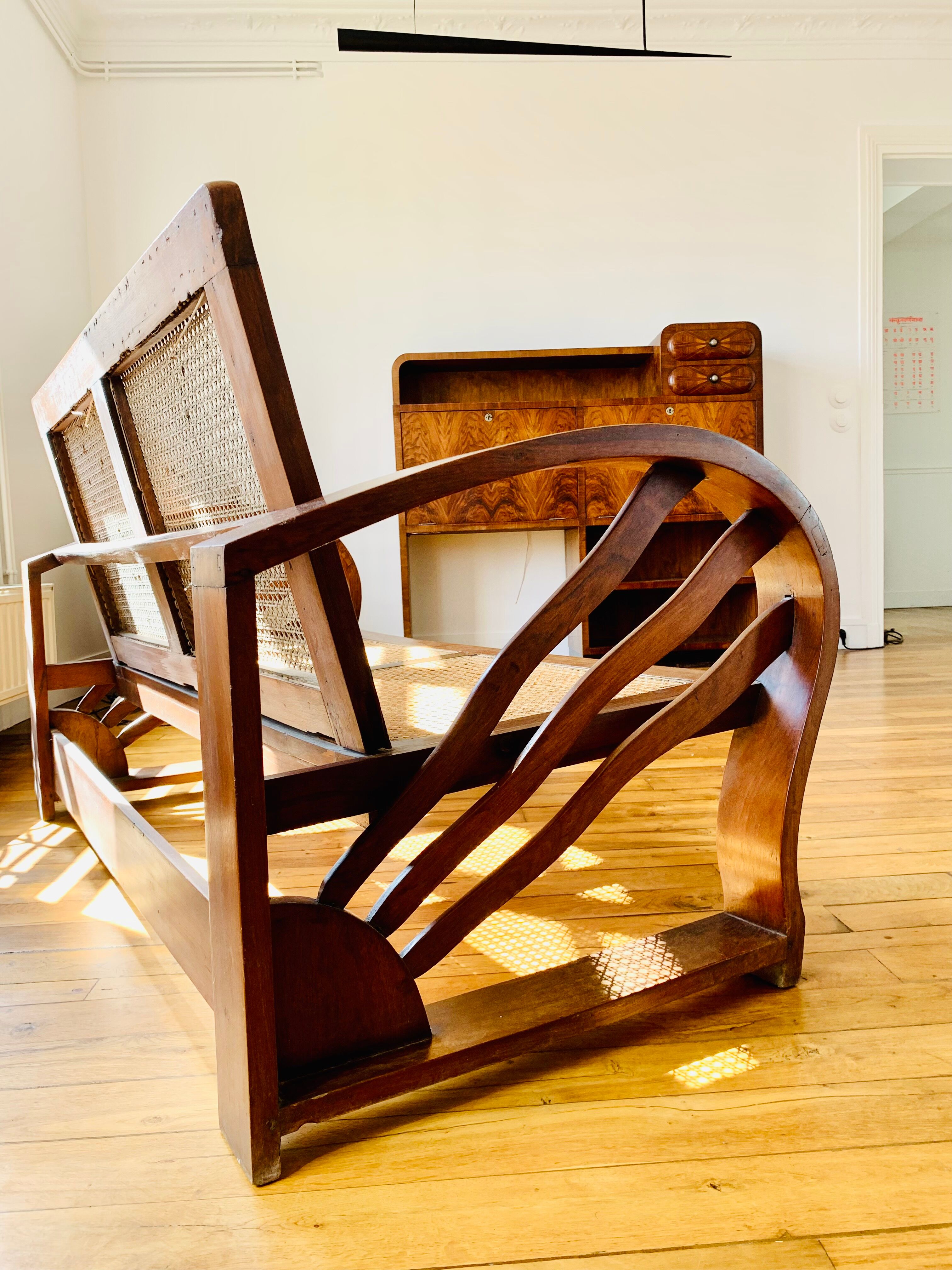 Set living room armchairs sofa colonial style art deco