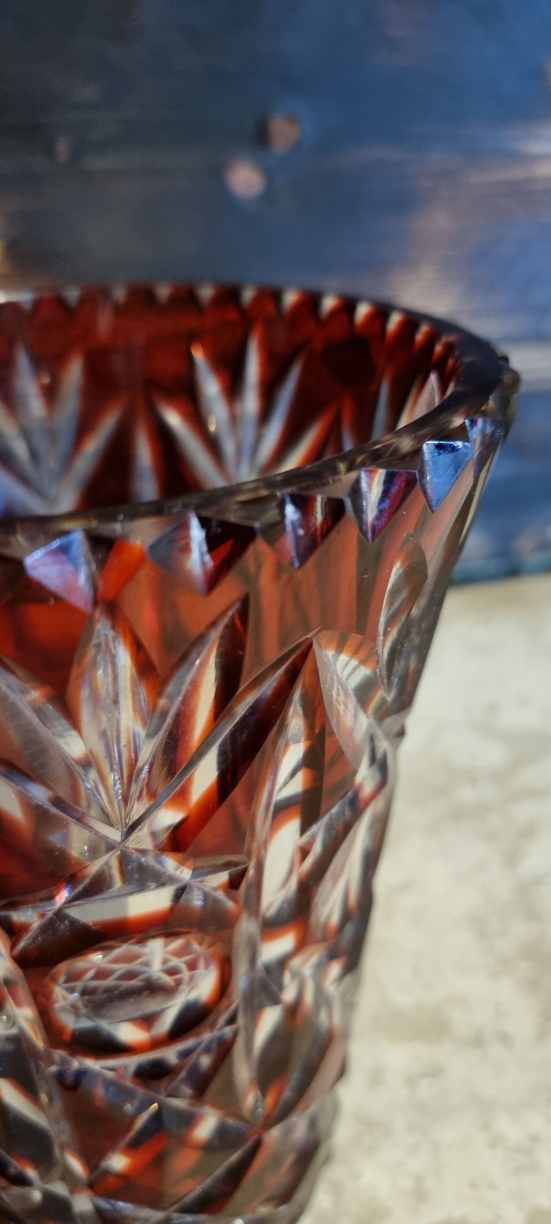 Red crystal vase