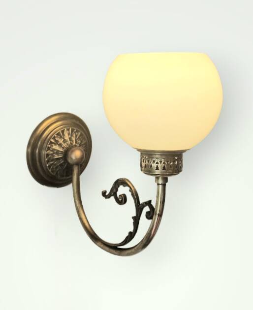 Pair of Napoleon III style brass and opaline wall lights