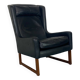 Fauteuil vintage à dossier à oreilles en cuir noir par Rudolf Glatzel pour Kill, 1960