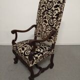 Pair of ceremonial armchairs in blackened oak, France late 18th century.