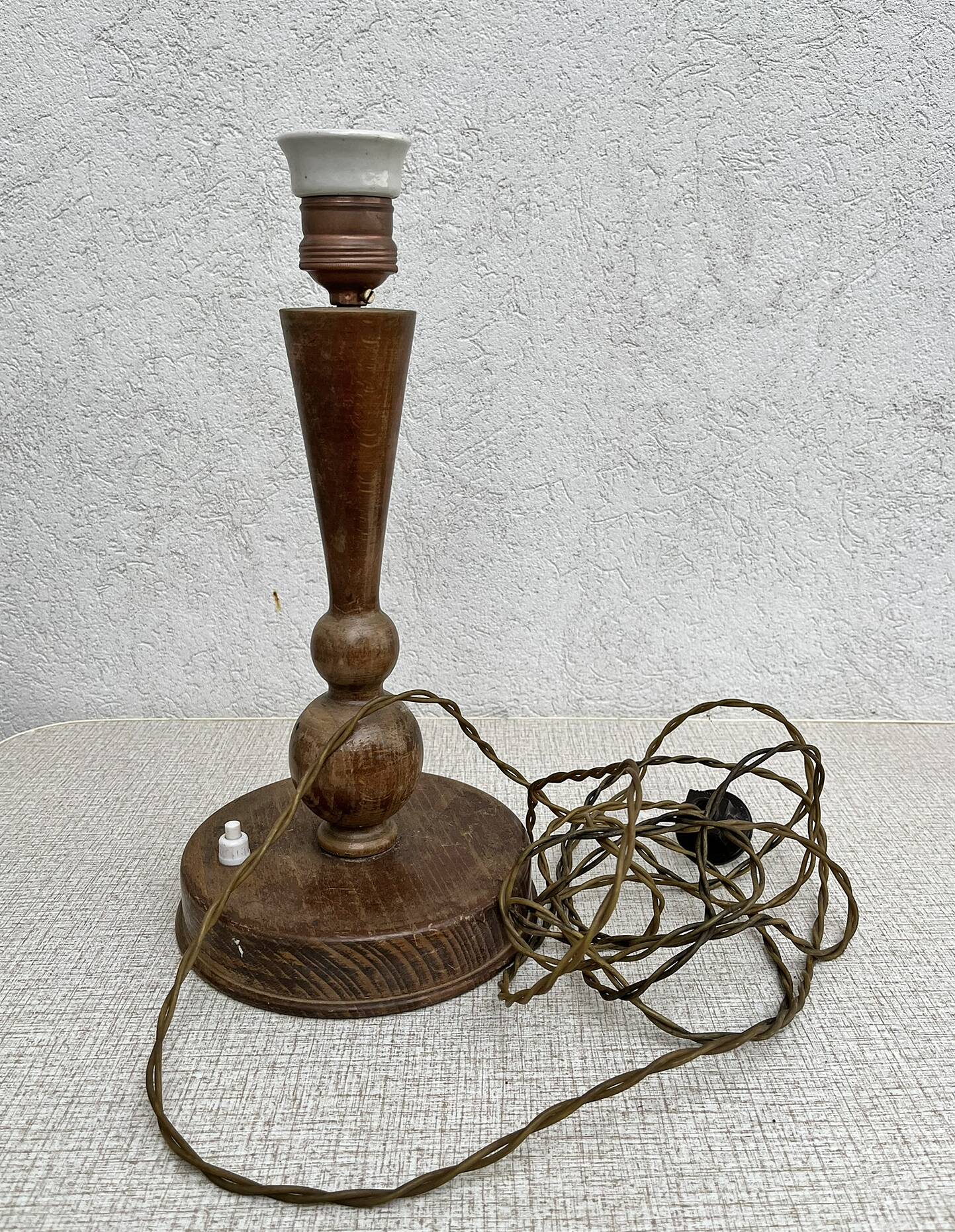 Art Deco Table Lamp | Vintage White Opaline Mushroom Glass | Restored Solid Wood | Fully Rewired | Bauhaus Style