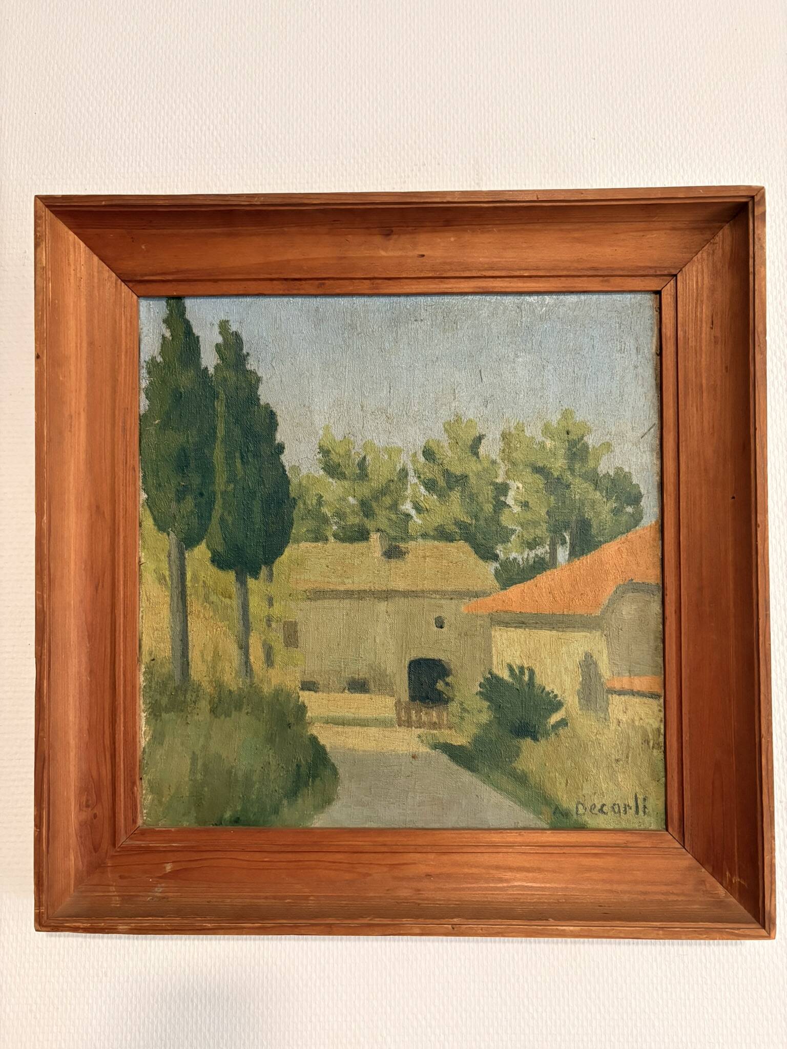Oil Painting Canvas Albert Decarli Provençal Cypress Landscape