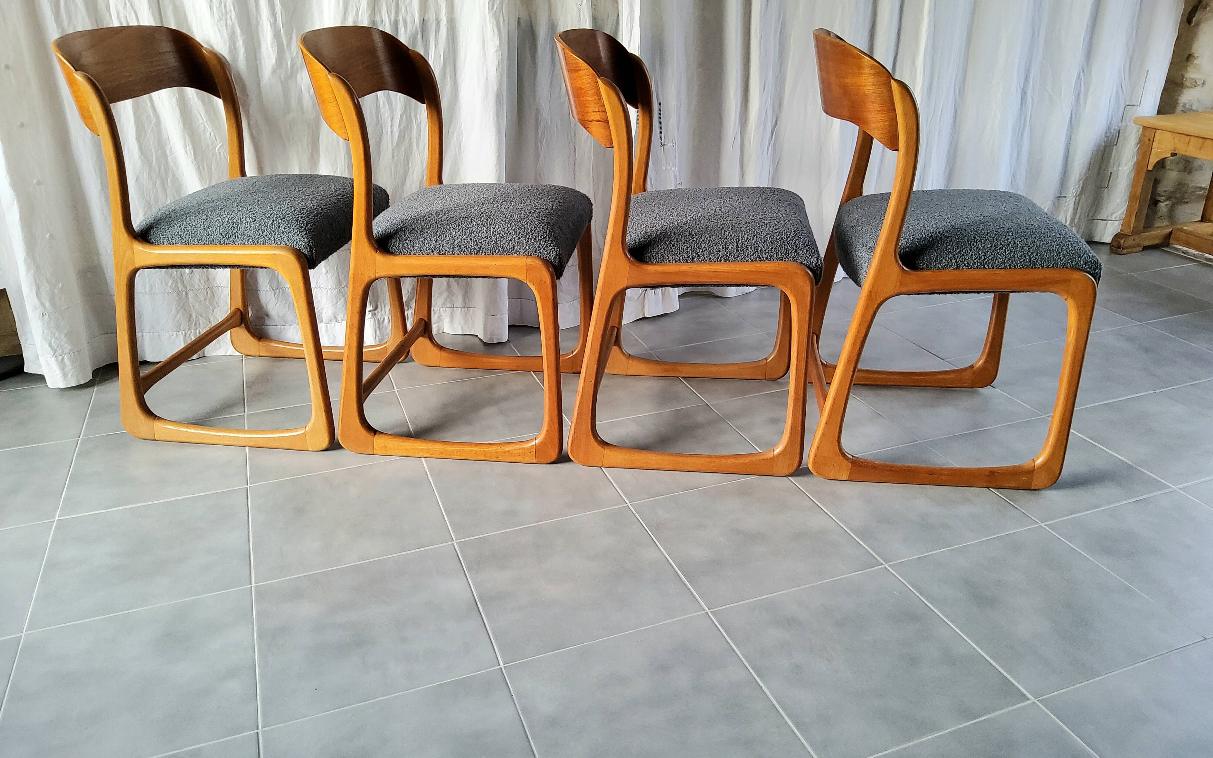 Ensemble de 4 chaises traîneau Baumann