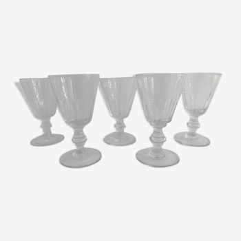 5 verres anciens en verre, modèle Caton de Saint Louis, XXème siècle