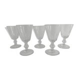 5 old glass glasses, model Cato de Saint Louis, XXth century