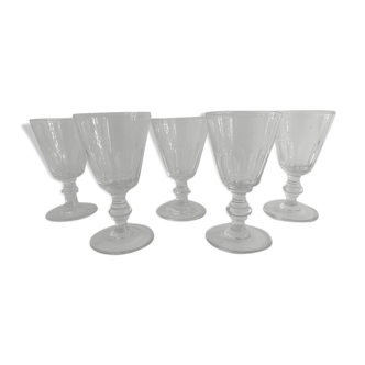 5 verres anciens en verre, modèle Caton de Saint Louis, XXème siècle