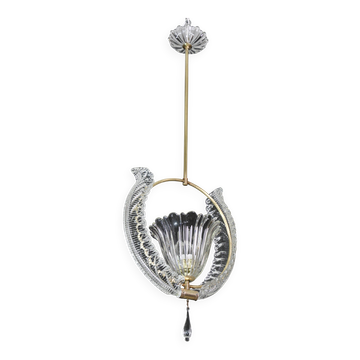 Amazing Murano Glass Art Deco Pendant Chandelier by Ercole Barovier, 1940s