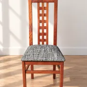Set of 8 Vintage Teak Chairs in Mackintosh Style - Black and White Zebra Fabric