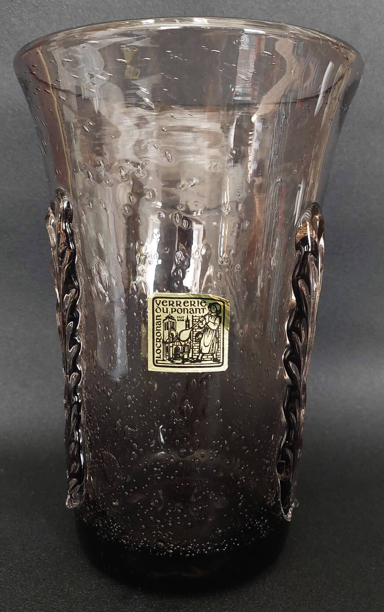 Vintage glass vase from the Ponant Locronan glassworks, 20th century