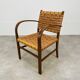 Scandinavian armchair in wood and vintage straw rope