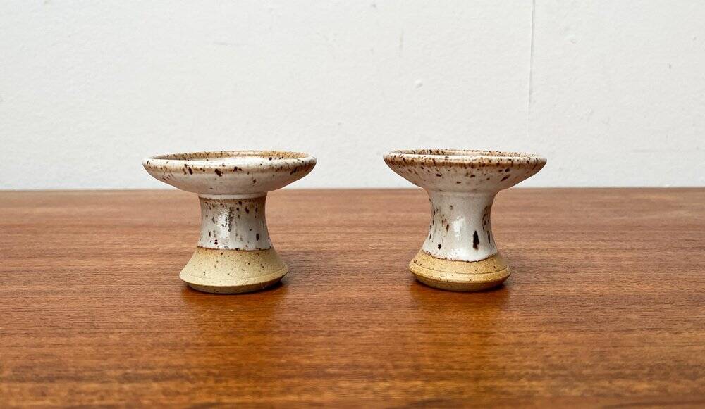 Mid-century Danish studio ceramic candle holders, 1960s, set of 2.