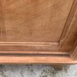 Vintage wardrobe with compass legs in raw wood, sliding doors, 1960s