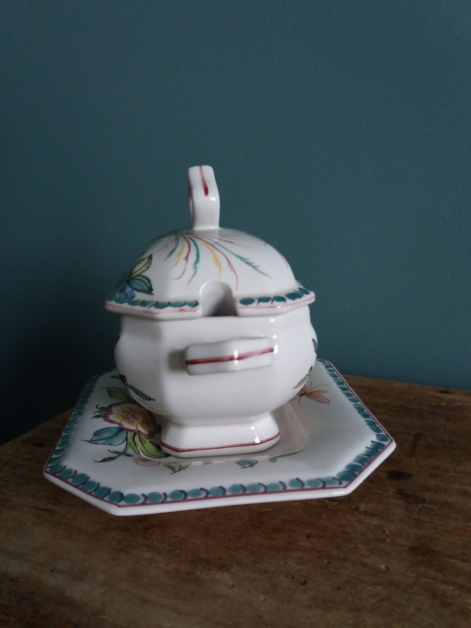 Sugar or mustard bowl Anfora Agueda hand painted ceramic Portugal
