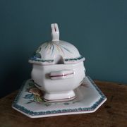 Sugar or mustard bowl Anfora Agueda hand painted ceramic Portugal