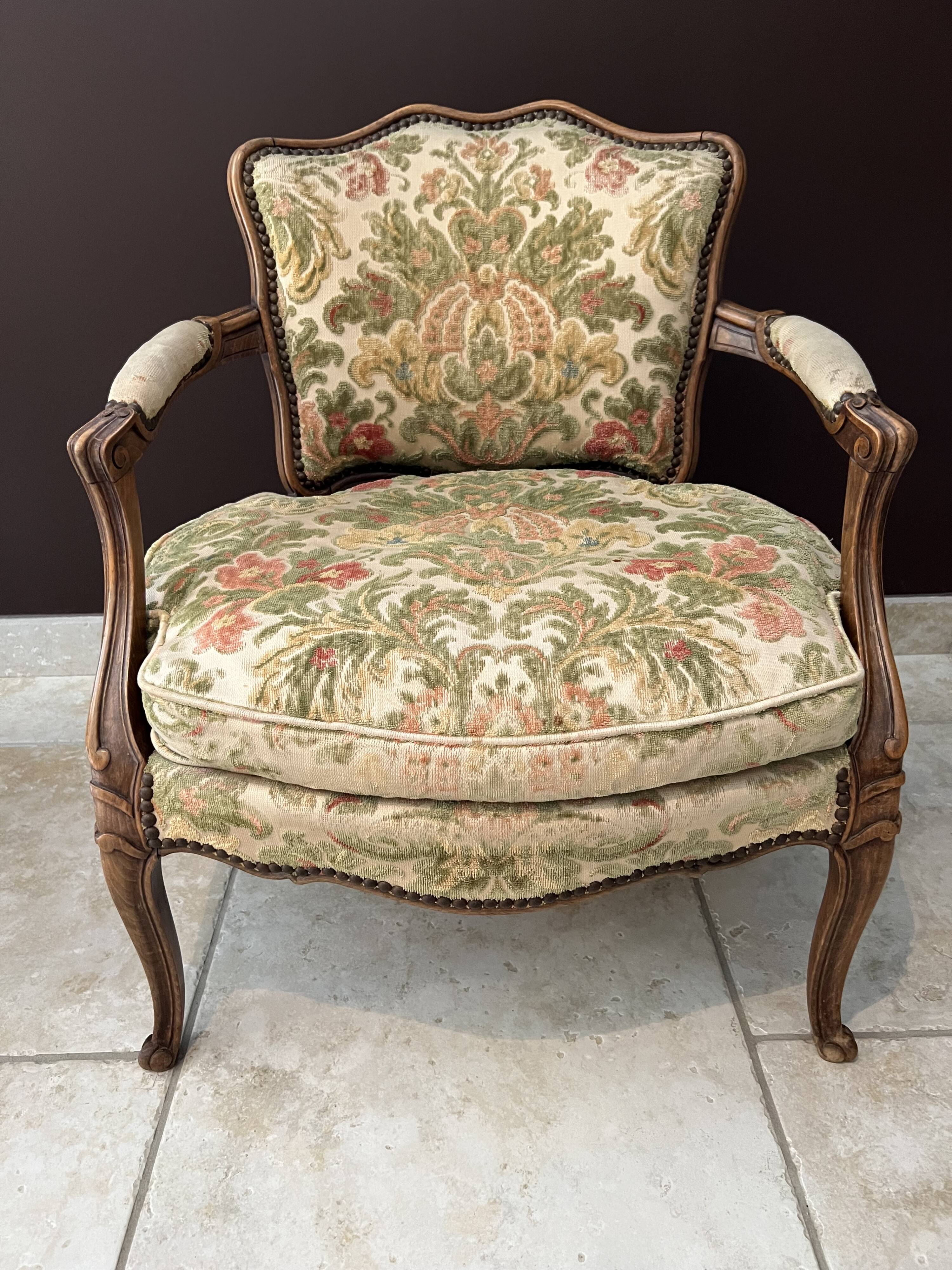 Pair of convertible armchairs, Lous XV style bergères