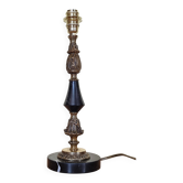 Pied de lampe de table bougeoir en  laiton ciselé et pied en marbre