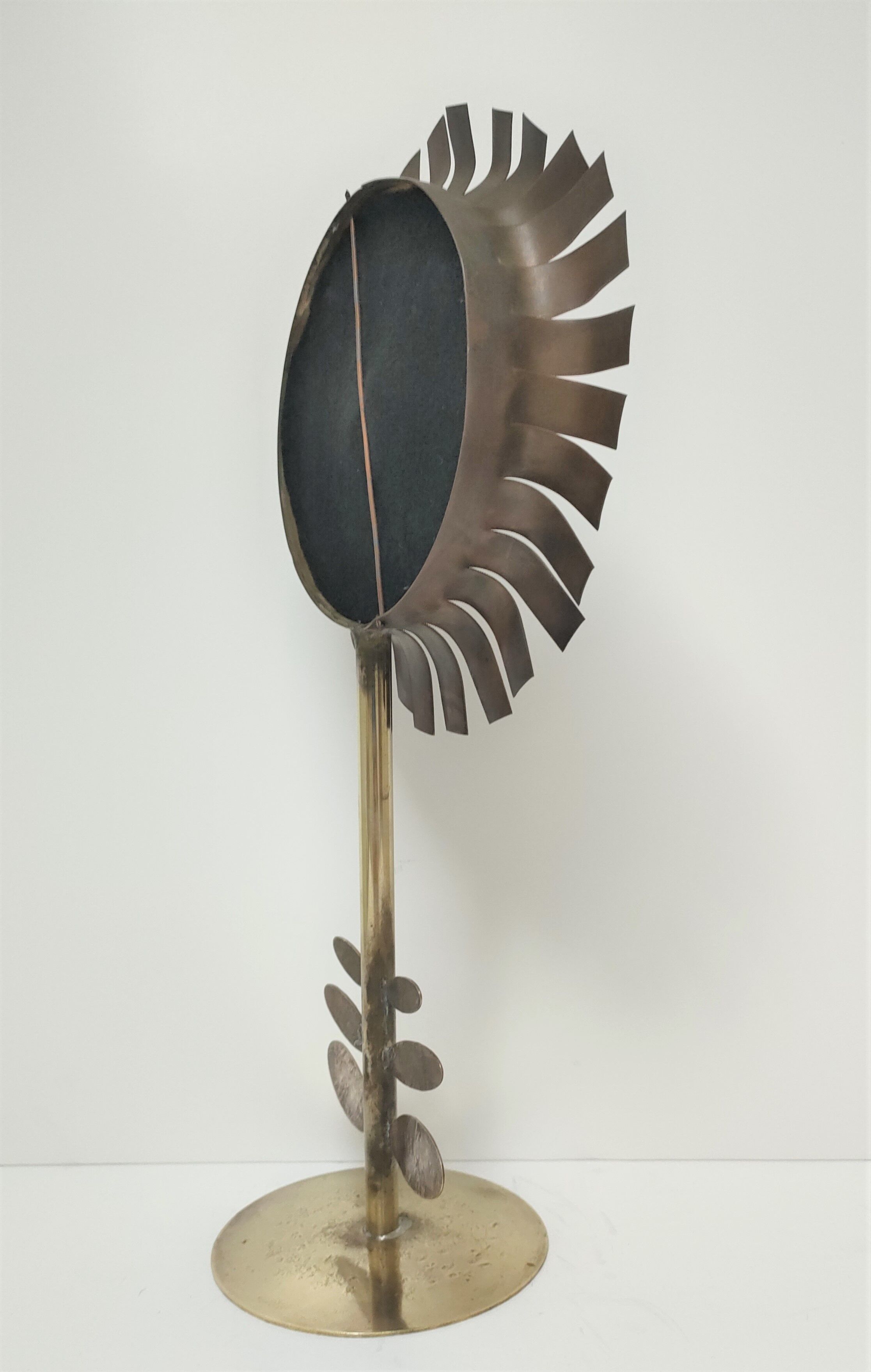 Copper and brass flower mirror by Vinay 60s