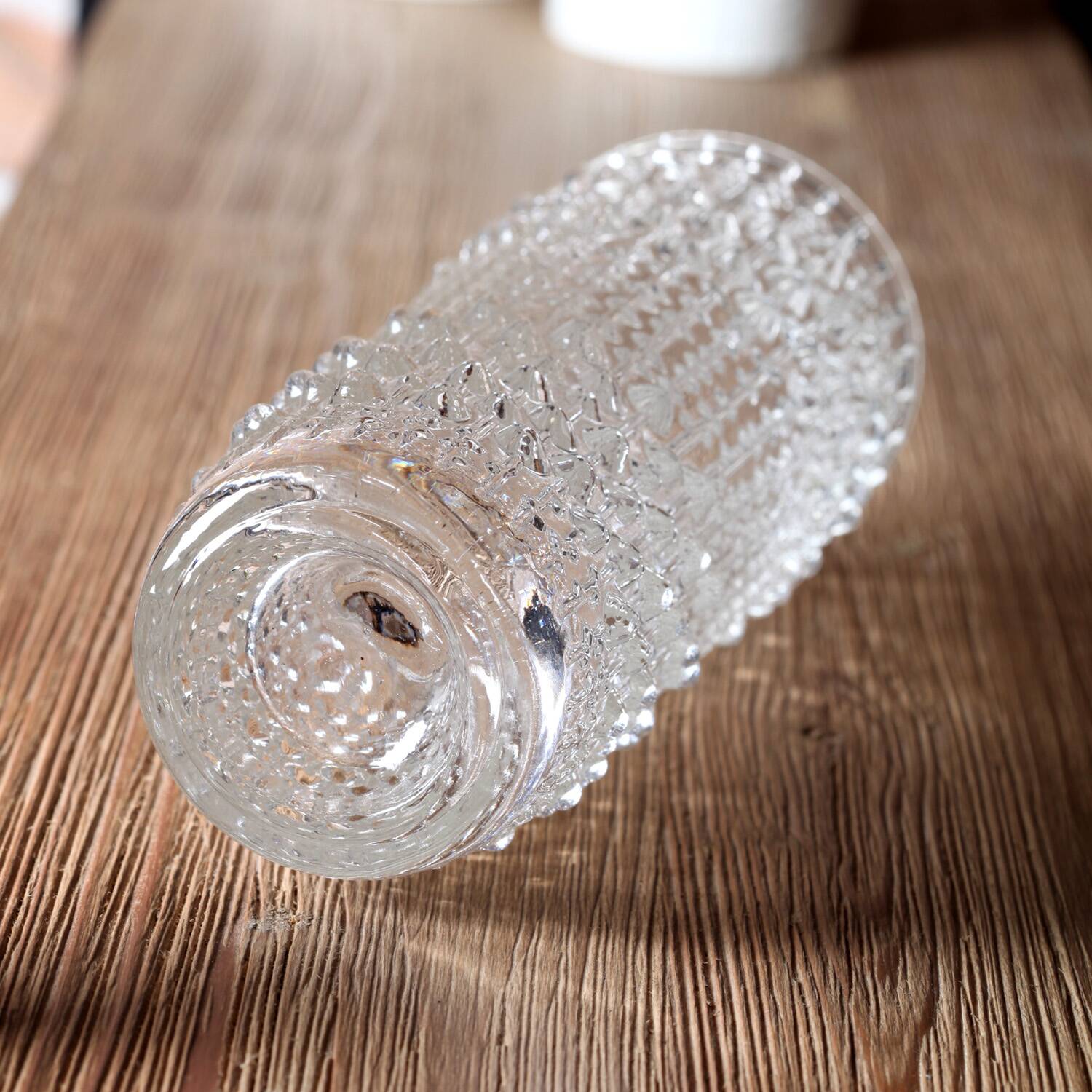 Vintage Clear Pressed Glass Vase: CandleWax Design, Czech Republic, 1972