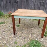 Table and chairs art deco wood and pastel