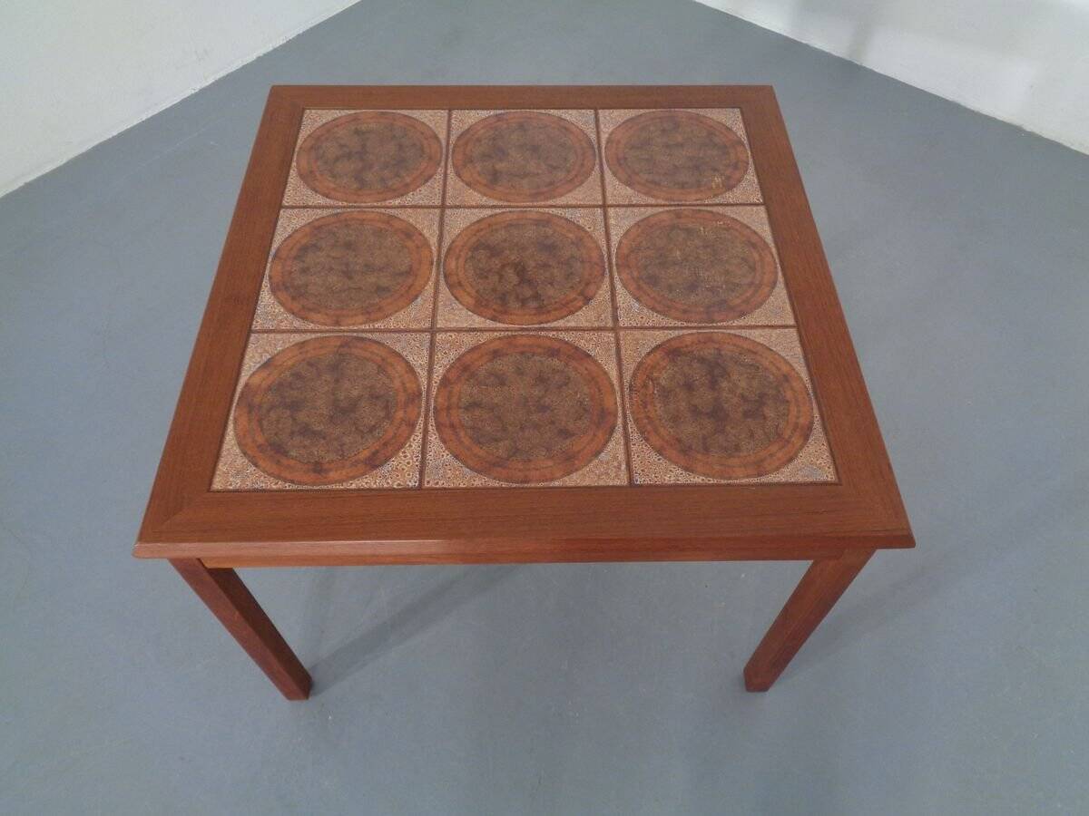 Danish ceramic and teak coffee table, 1960s