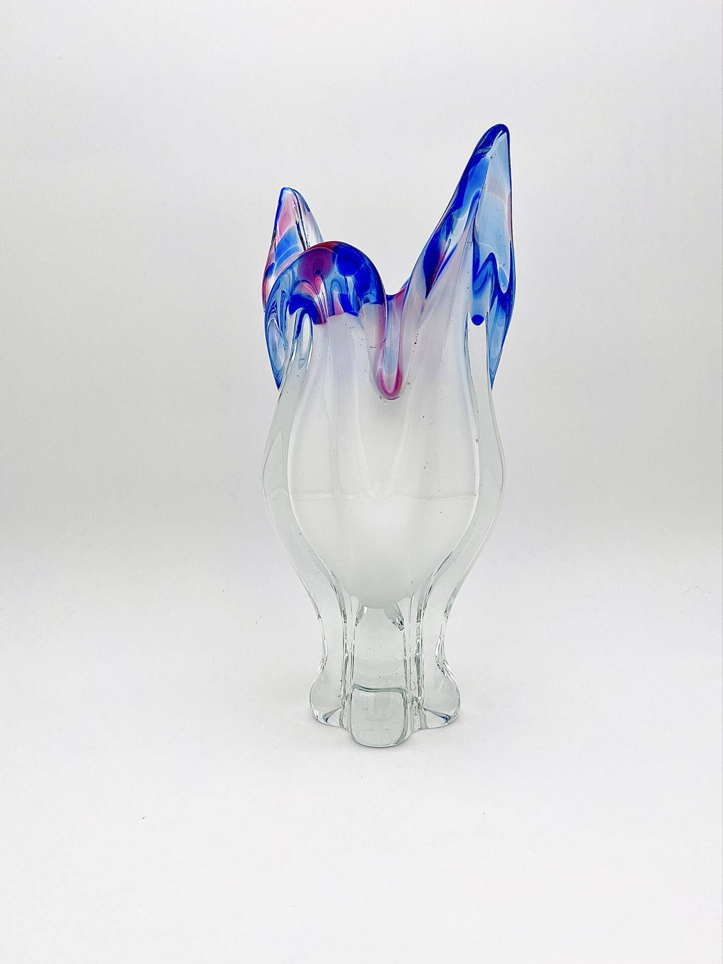 Monumental Vase Josef Hospodka Chribska Sommerso White Crystal 33cm