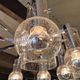 Large ceiling light/chandelier in chrome metal and blown bubble glass, 1970s.