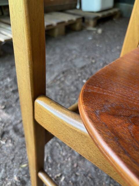 5 beech and teak chairs - Denmark 50s/60s