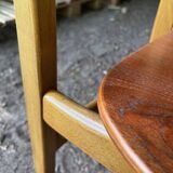5 beech and teak chairs - Denmark 50s/60s