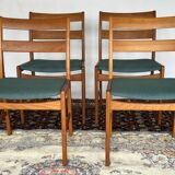 Set of 4 vintage Danish wood and wool chairs by Sax, Denmark 1960s