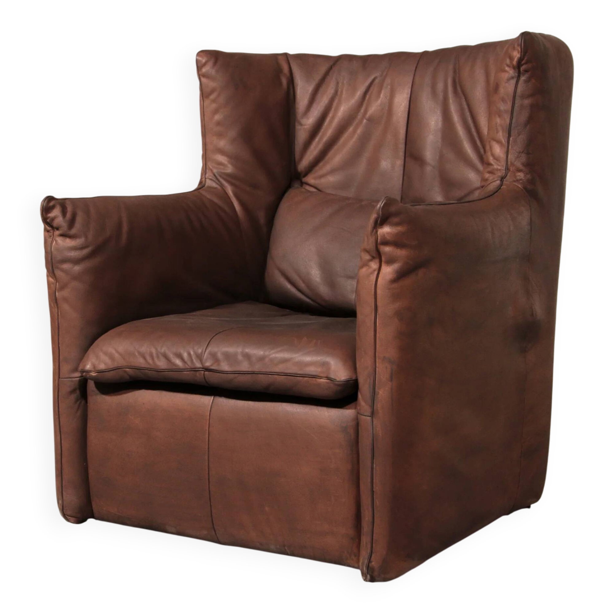 Patinated leather armchair by Gerard van den Berg for Montis, Netherlands, 1970s