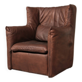 Fauteuil en cuir patiné par Gerard van den Berg pour Montis, Pays-Bas, années 1970.