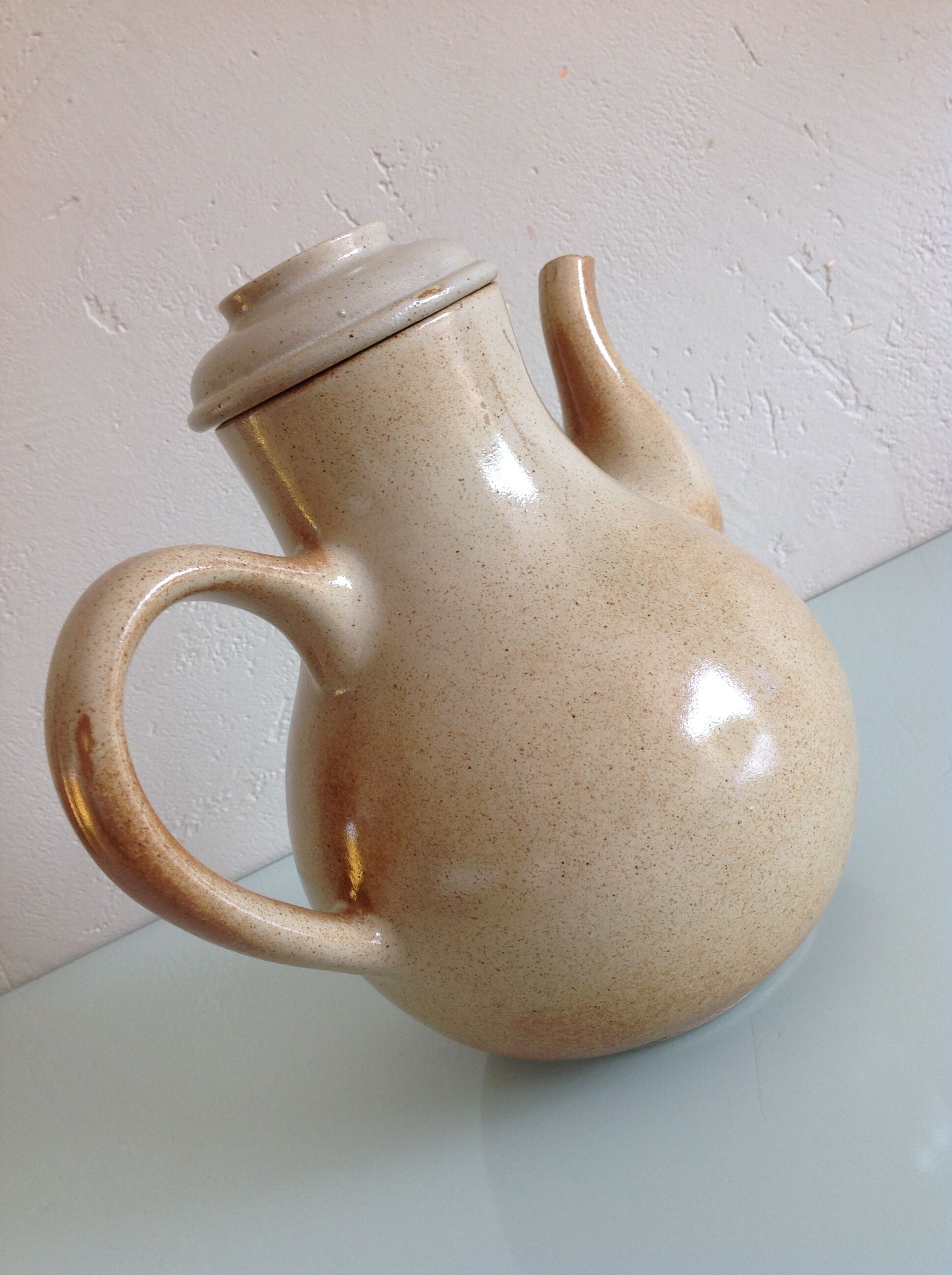 Cafetière en grès beige par Grès de France, vintage années 70