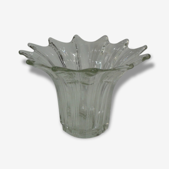 Vase vintage verre soufflé forme corolle