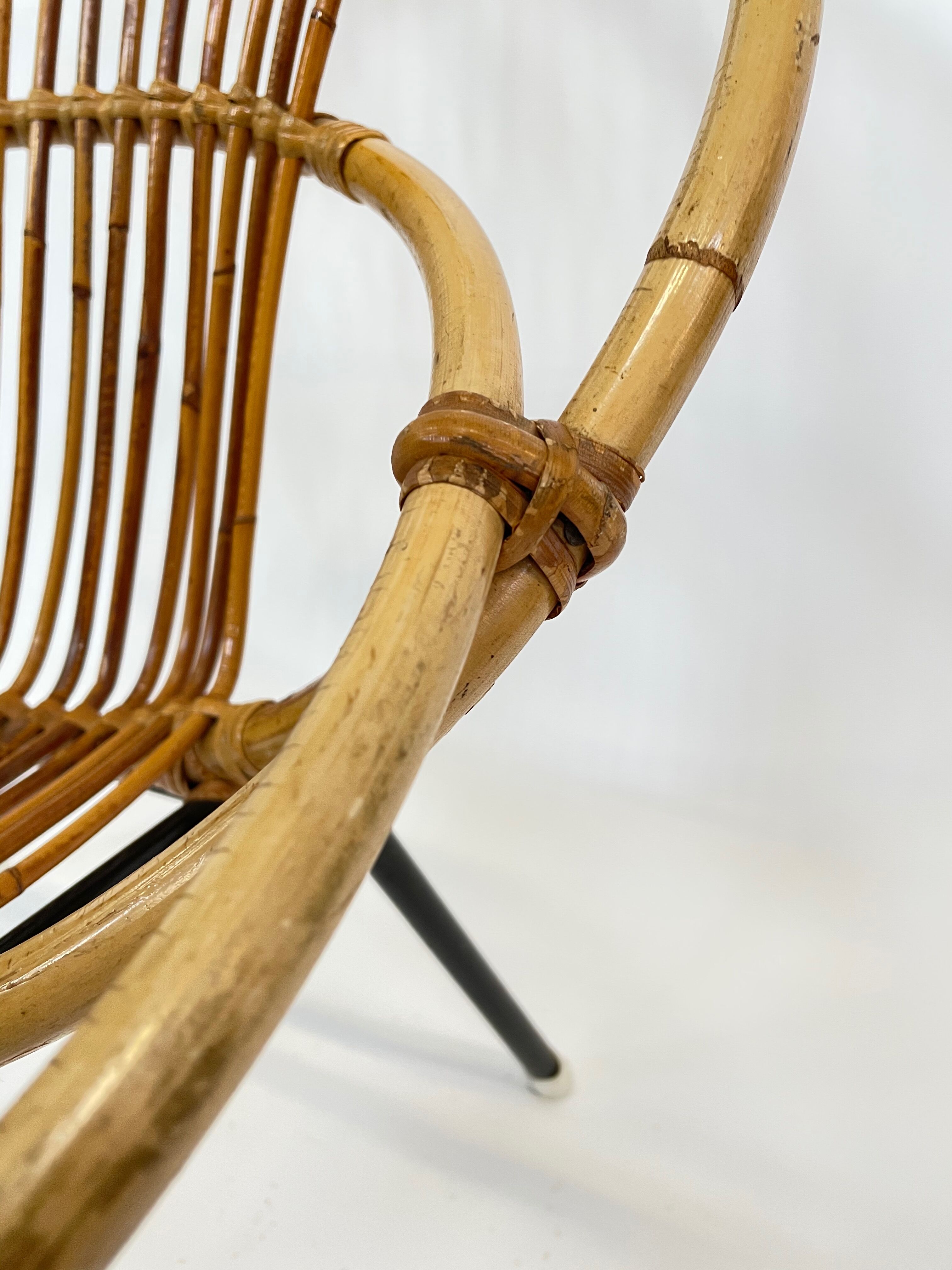 Fauteuil vintage en rotin par Dirk van Sliedregt Rohe Noordwolde 1960 aux Pays-Bas