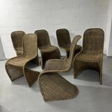 6 chaises design en rotin