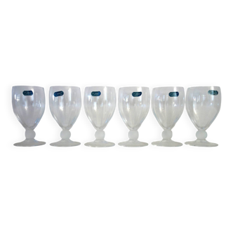 6 vintage JC Durand crystal wine glasses