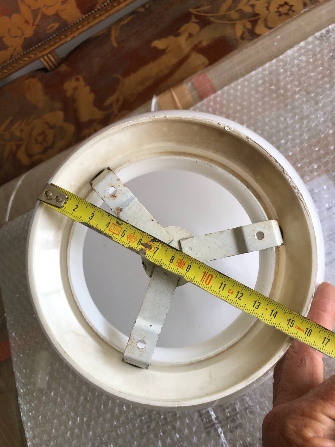 Opaline ball ceiling light.