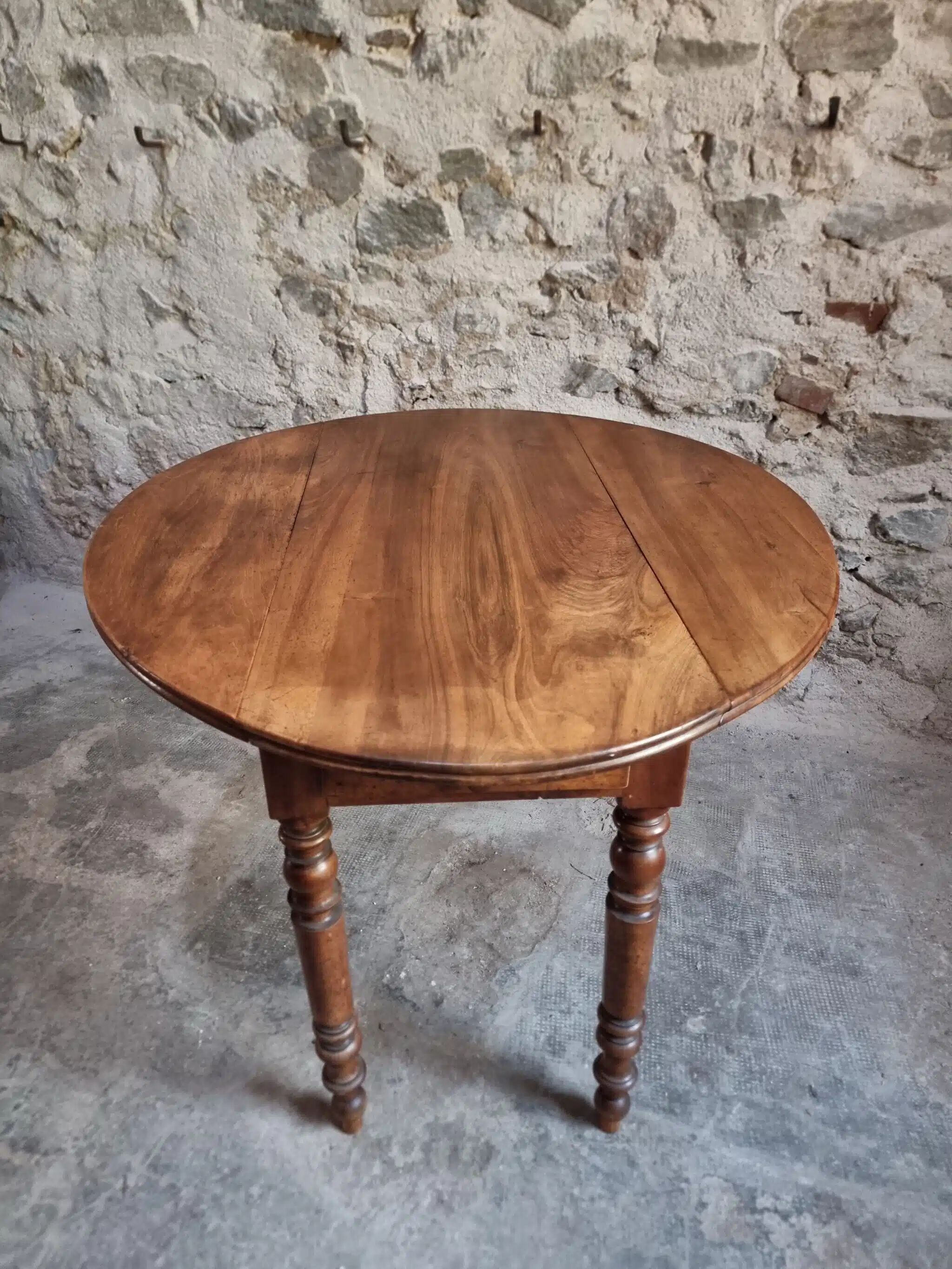 Antique French walnut folding dining table
