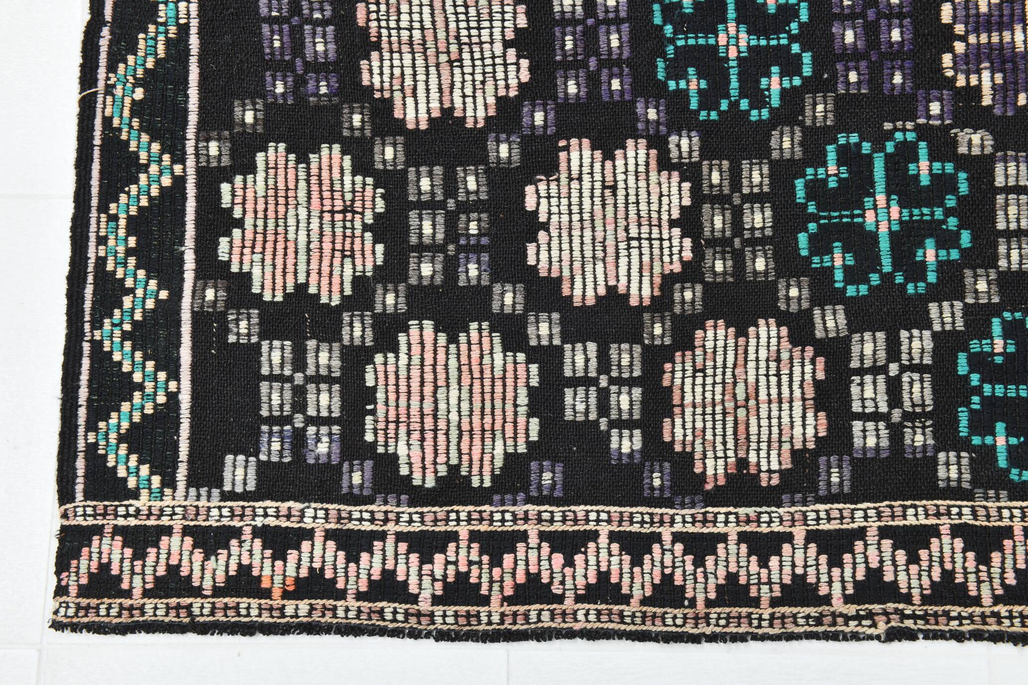 6x10 Geomtric Pattern Tribal Kilim Rug, 194x305 Cm