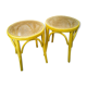 Duo de tabourets en bois et cannage