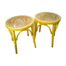 Duo of wooden stools and cannage