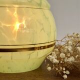 Vintage tulip wall lamp in mint green and gold Clichy glass