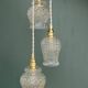 Vintage triple tulip pendant light in molded glass