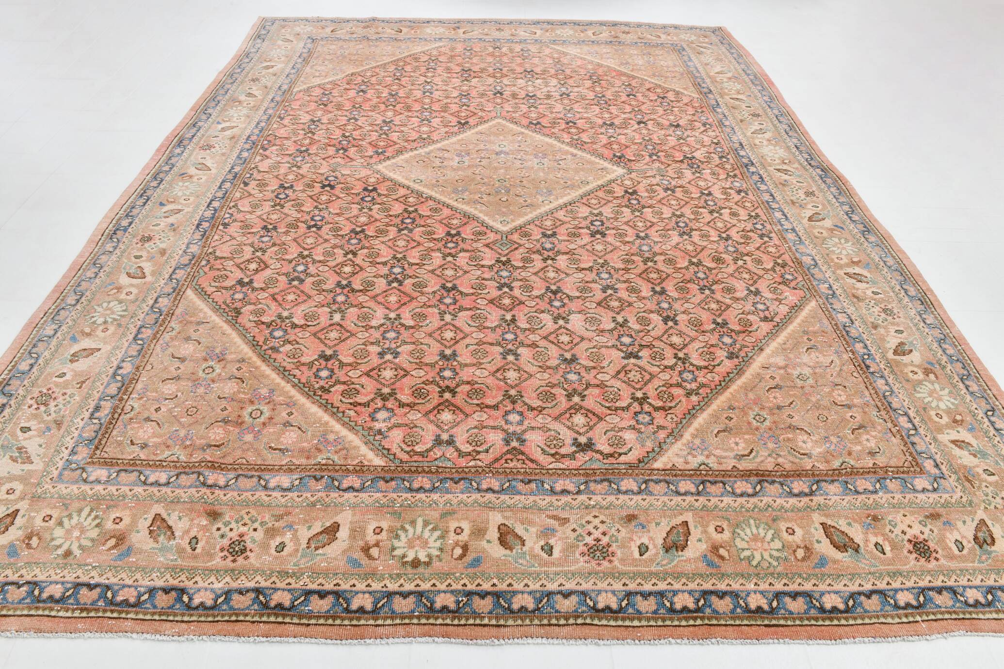 10x13 Salmon Pink Oriental Antique Persian Rug, 296x387Cm