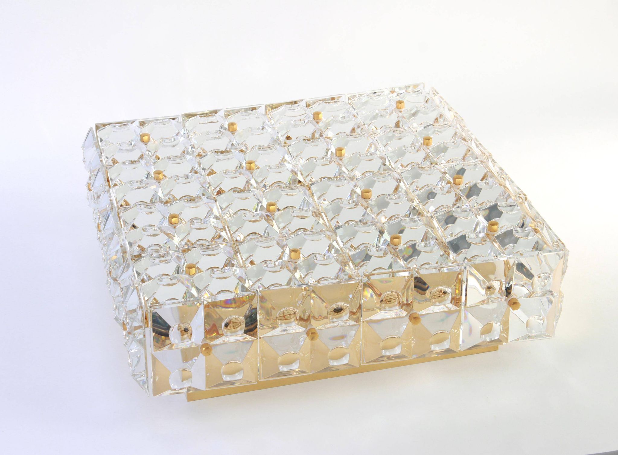 Large faceted crystal ceiling light by Kinkeldey, Germany, 1970s.