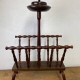 Turned wood push ashtray and magazine rack