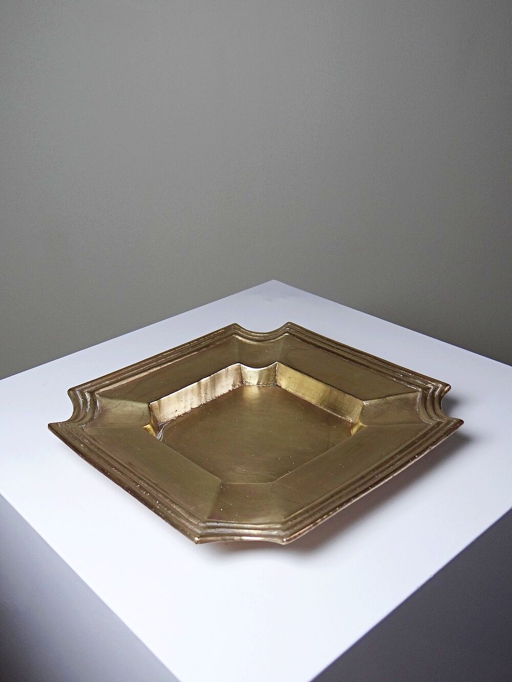 Art Deco brass catchall or ashtray, geometric, 1930s-1940s